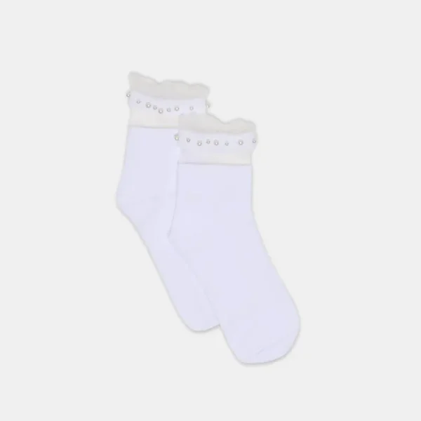 SHEER RUFFLE PEARL ANKLET SOCKS