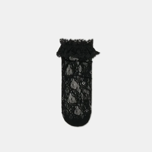 LACE RUFFLE CREW SOCKS BLACK
